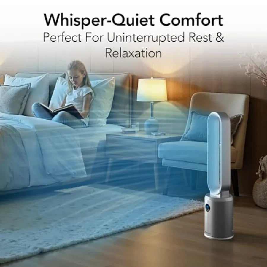 Bladeless Tower Fan For Bedroom Remote Control Quiet Operation