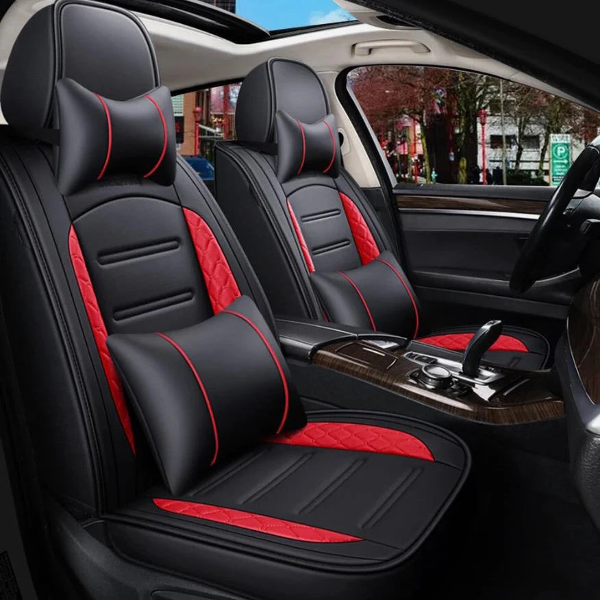 PU Leather Quilted Car Seat Covers For Honda 5 Seat Front And Rear Full Set