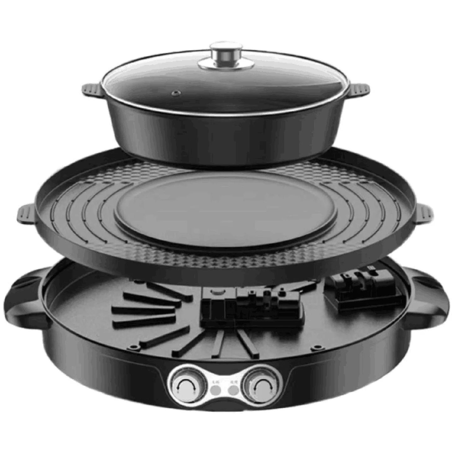 Electric Grill And Hot Pot 2 In 1 Mandarin Duck Pot 110V US Plug