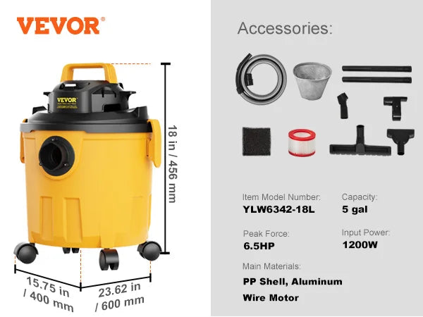 SucceBuy Wet Dry Vacuum 6 Peak HP With Blower Suction