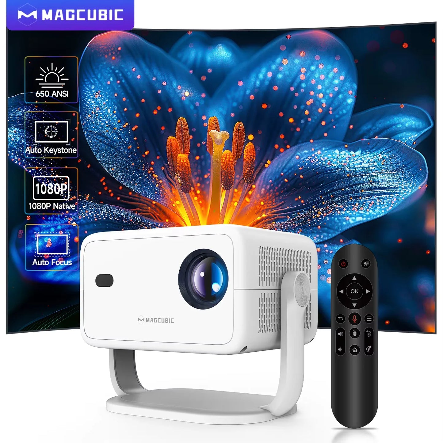 Magcubic 650 ANSI L018 Projector With Auto Focus Keystone Android14