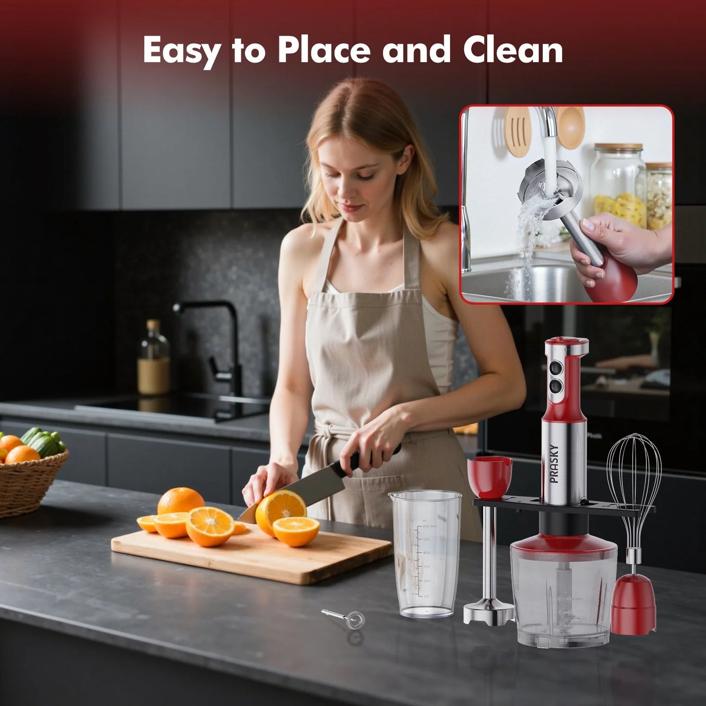 Prasky 5in1 Handheld Immersion Blender With High Power Motor