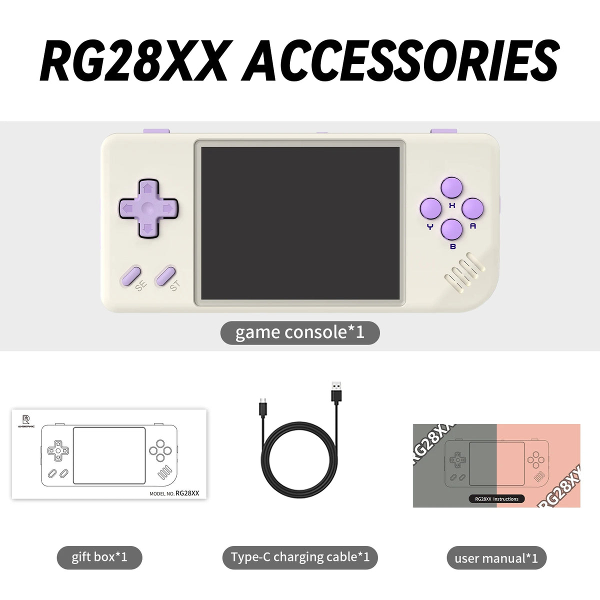 Anbernic RG28XX Retro Handheld Game Console 2.83-inch IPS Screen 640*480 Linux OS Built-in 3100mAH Battery HD-TV Out