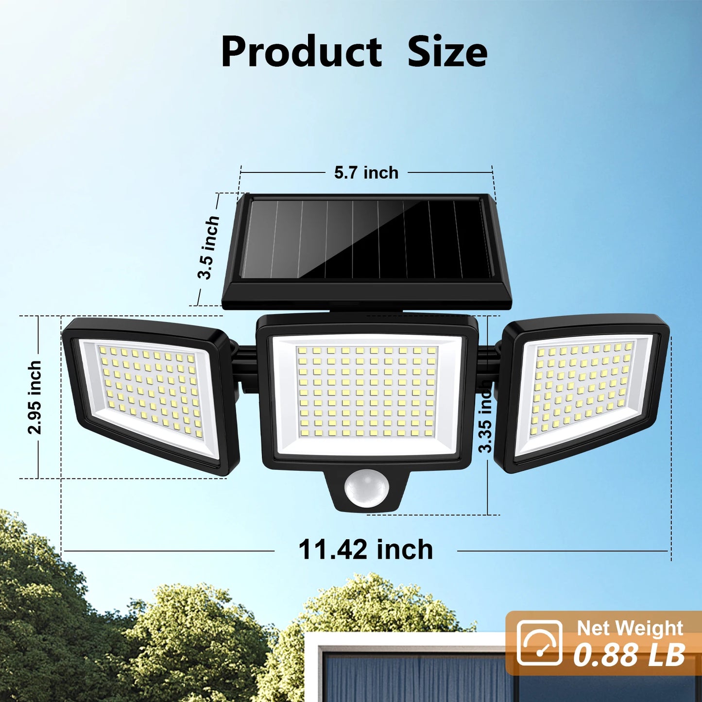 SZRSTH 3 Pack Solar Lights 2800LM Motion Sensor Security Lights