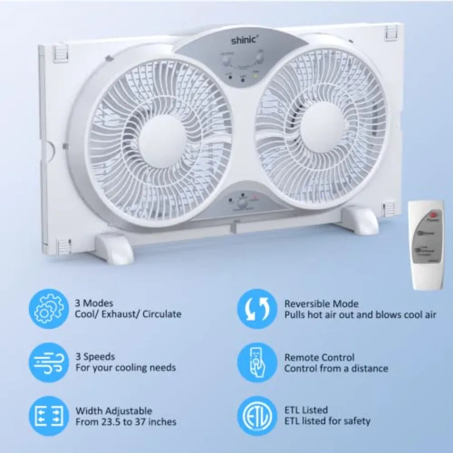 Twin Window Fan For Bathroom And Kitchen Quiet Reversible Airflow