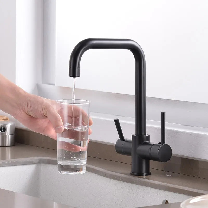 Gold /Black/Chrome Kithcen Purified Faucet Pull Out Water Filter Tap 2/3 Way Torneira Hot Cold Mixer Sink Crane Kitchen Drink