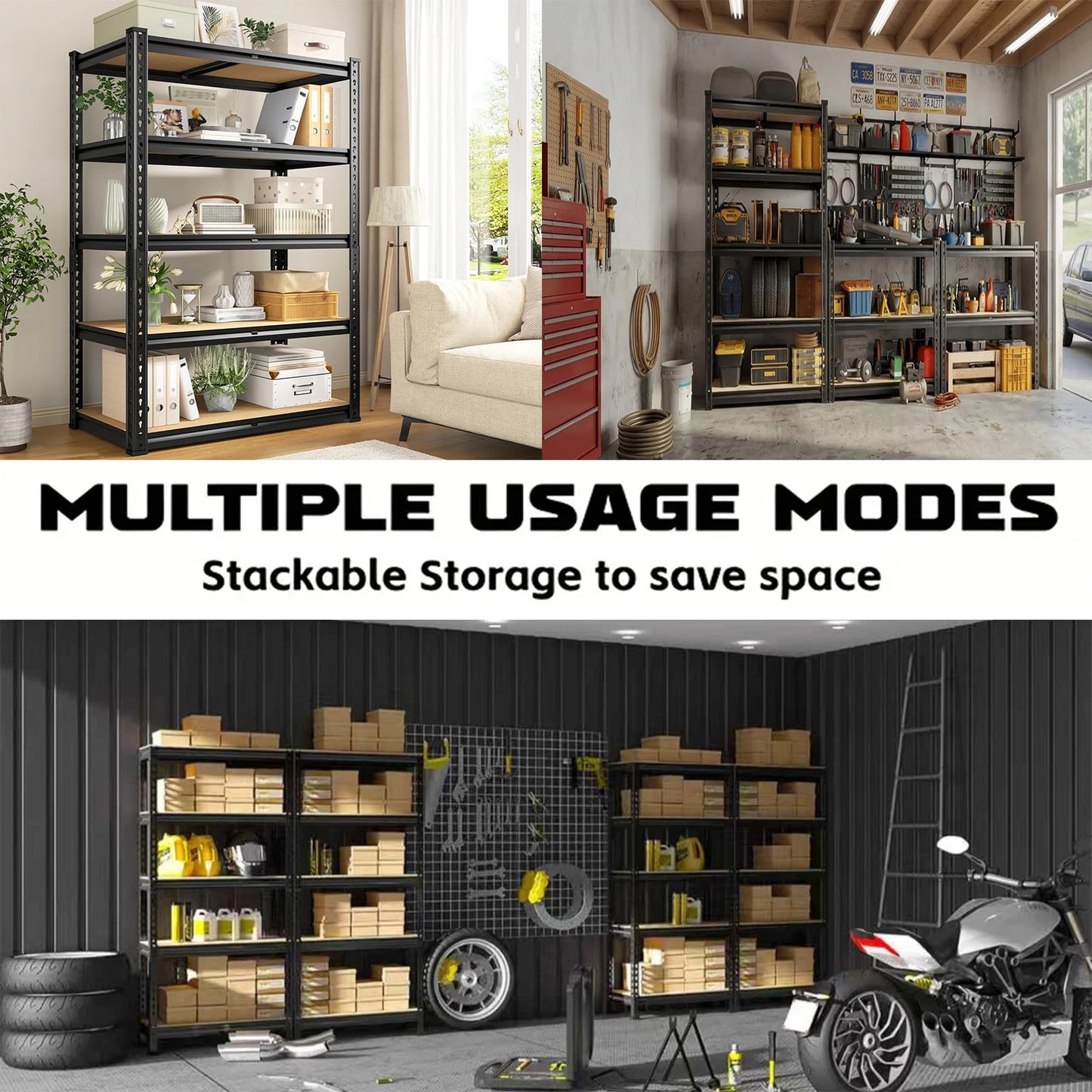 Heavy Duty 5 Tier Metal Garage Shelving Unit for Basement Pantry Closet