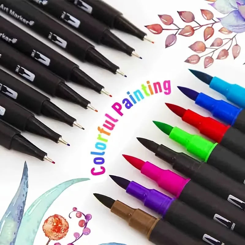 Vibrant DoubleEnded Watercolor Markers Art Set for Drawing and Crafts