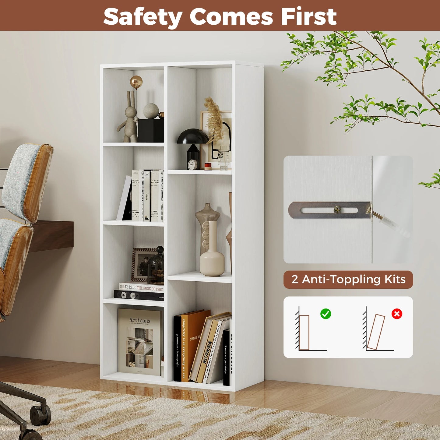 HOMASIS 7 Cube Freestanding Bookcase With 7 Compartments