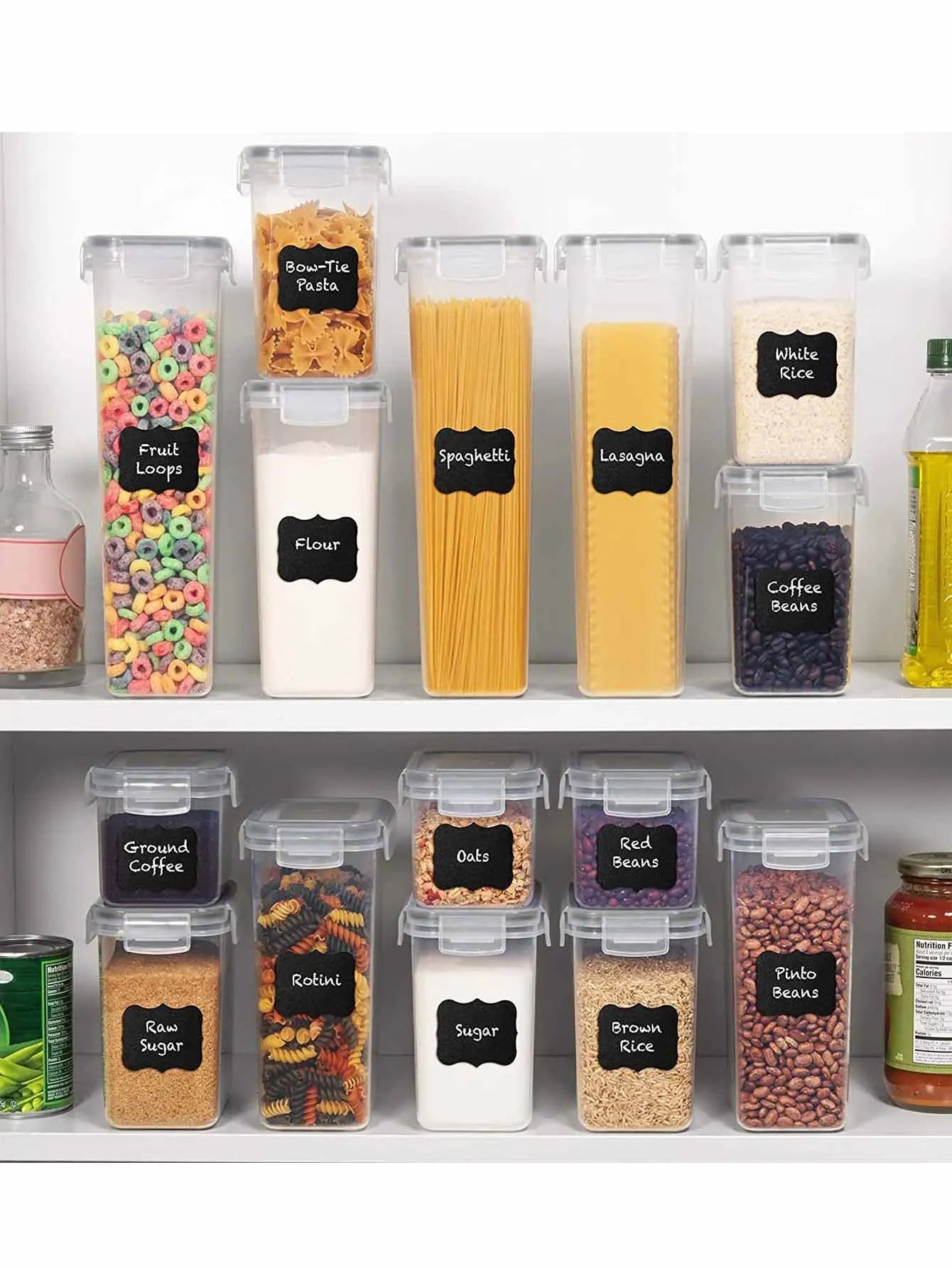 Airtight Rectangular Food Storage Containers With Labels