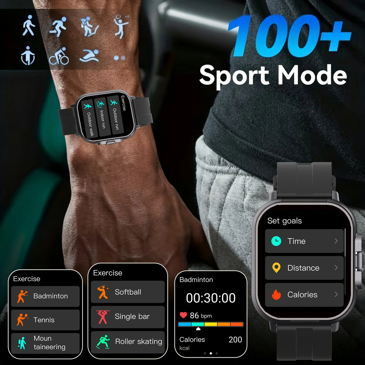 ERUN Smartwatch With Wireless Earphones Touchscreen And Fitness Tracking