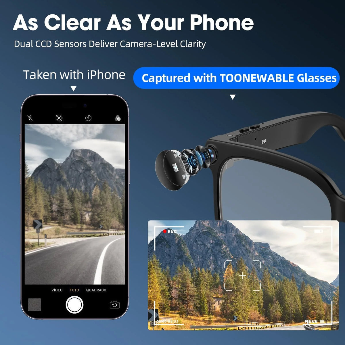 Smart Camera Glasses With HD Recording Bluetooth Translation And Calls