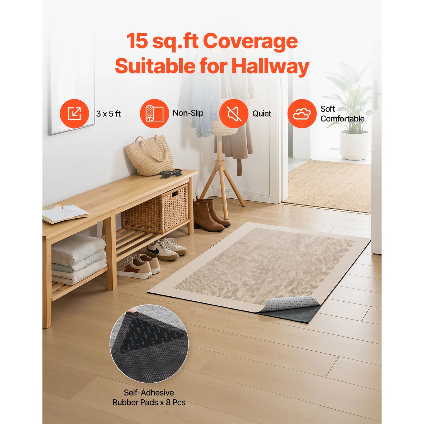 SucceBuy Non Slip Rug Pad Dual Surface Felt Cushion