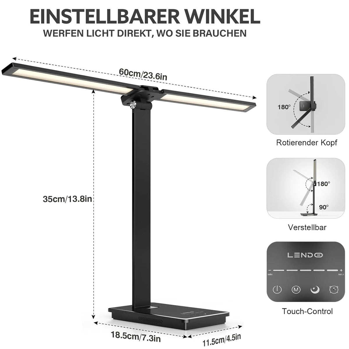 DUMILOO Double Head LED Desk Lamp with USB Charging