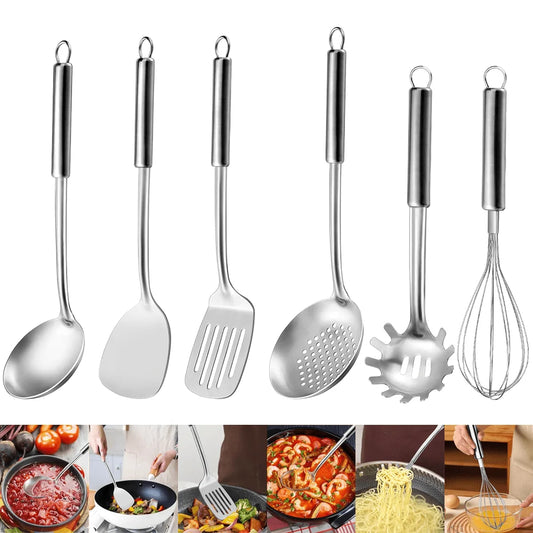 6-Piece Stainless Steel Kitchen Utensils Set With Hanging Handle