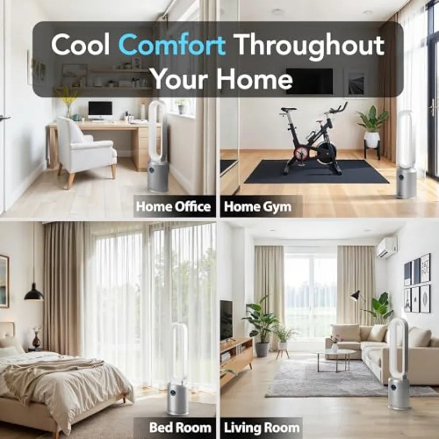 Bladeless Tower Fan For Bedroom Remote Control Quiet Operation