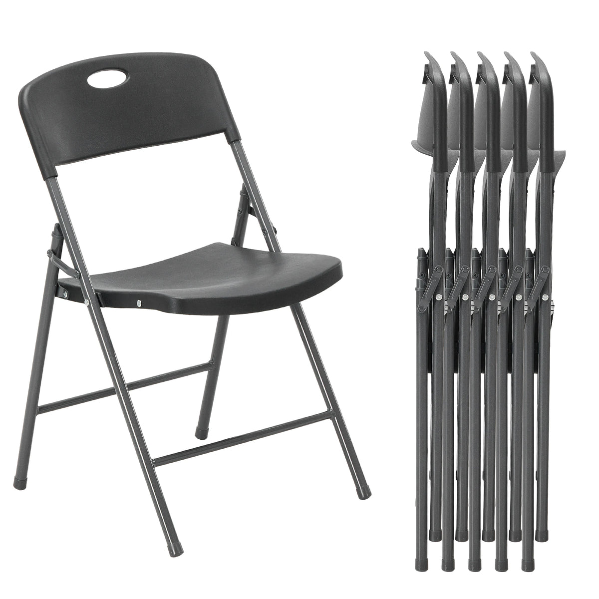 JHK 2/4/6 Pack Plastic Stackable Folding Chairs Portable Dining Chairs Set Heavy Duty with Ergonomic Back Easy to Use for Home