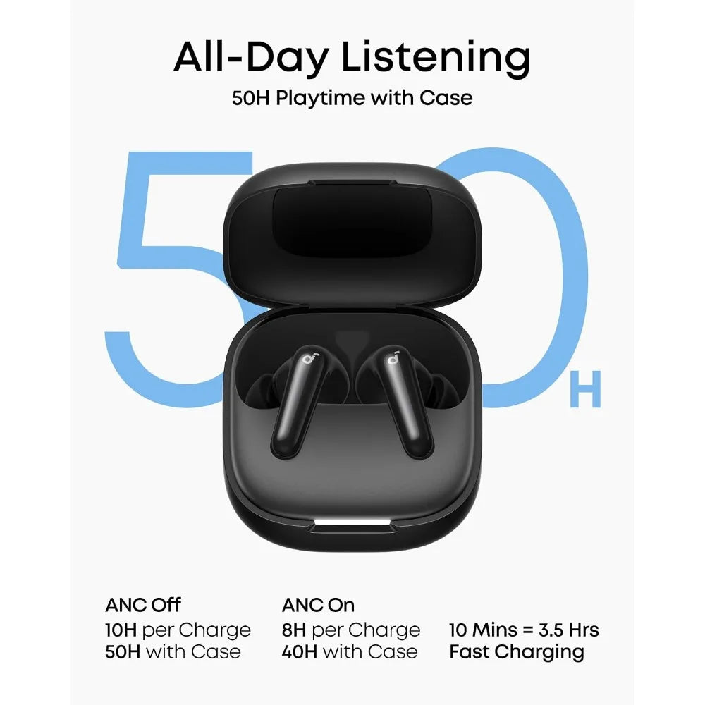 Adaptive Noise Cancelling Earbuds with Hi-Res Sound, Spatial Audio, and 50H Playtime