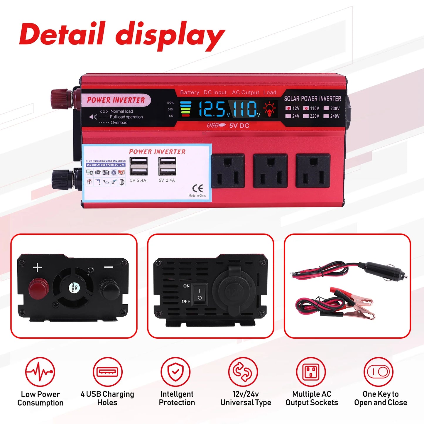 Portable 5000W Car Power Inverter With Pure Sine Wave