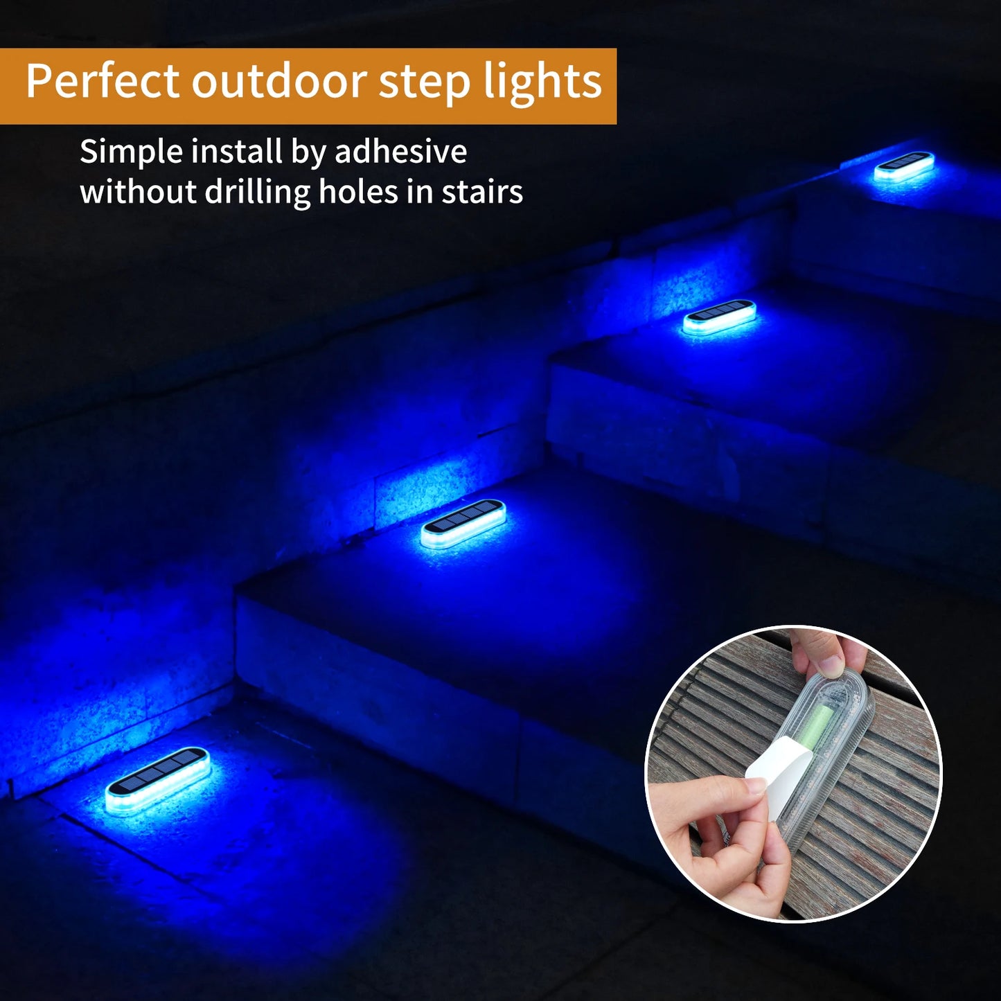 Solar LED Deck Lights 4 Pack Auto On Off Outdoor IP68 Waterproof