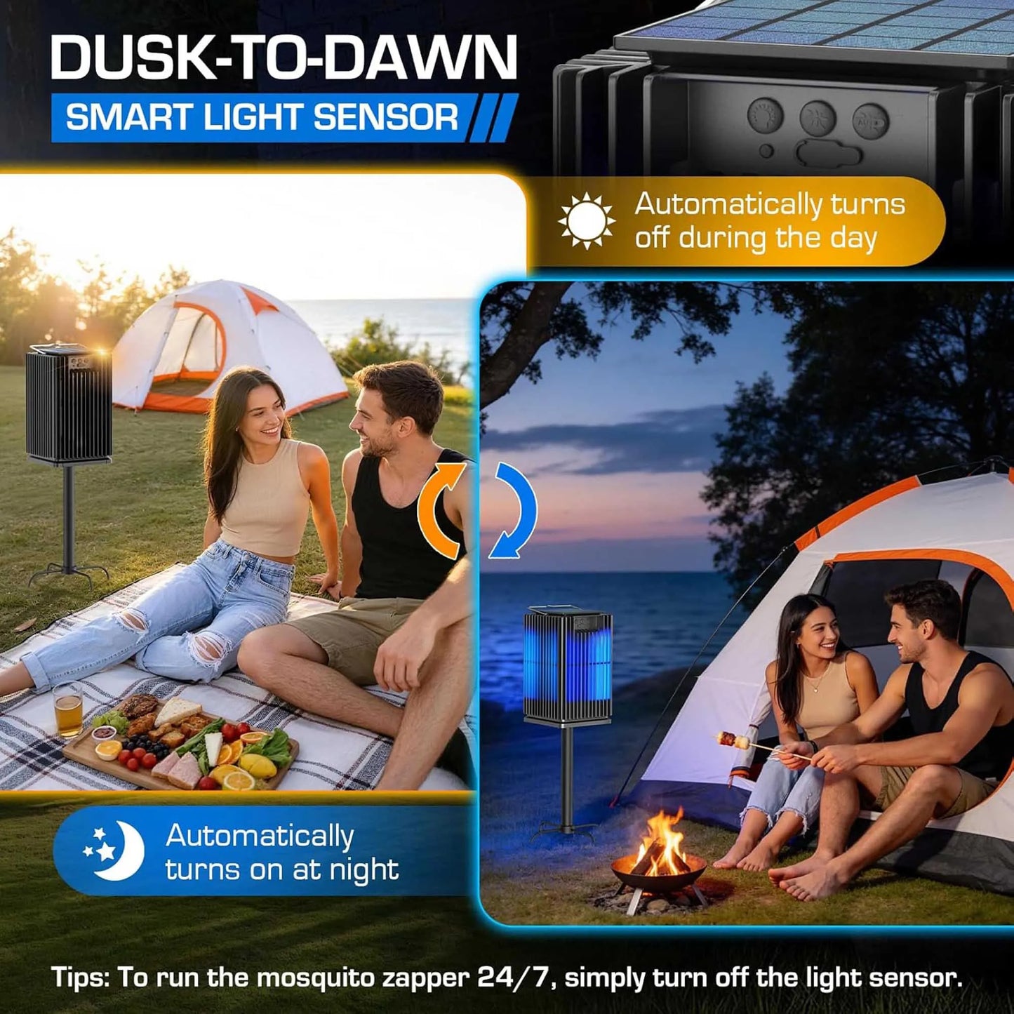 Solar Outdoor Mosquito Zapper Cordless Waterproof With Ground Bracket