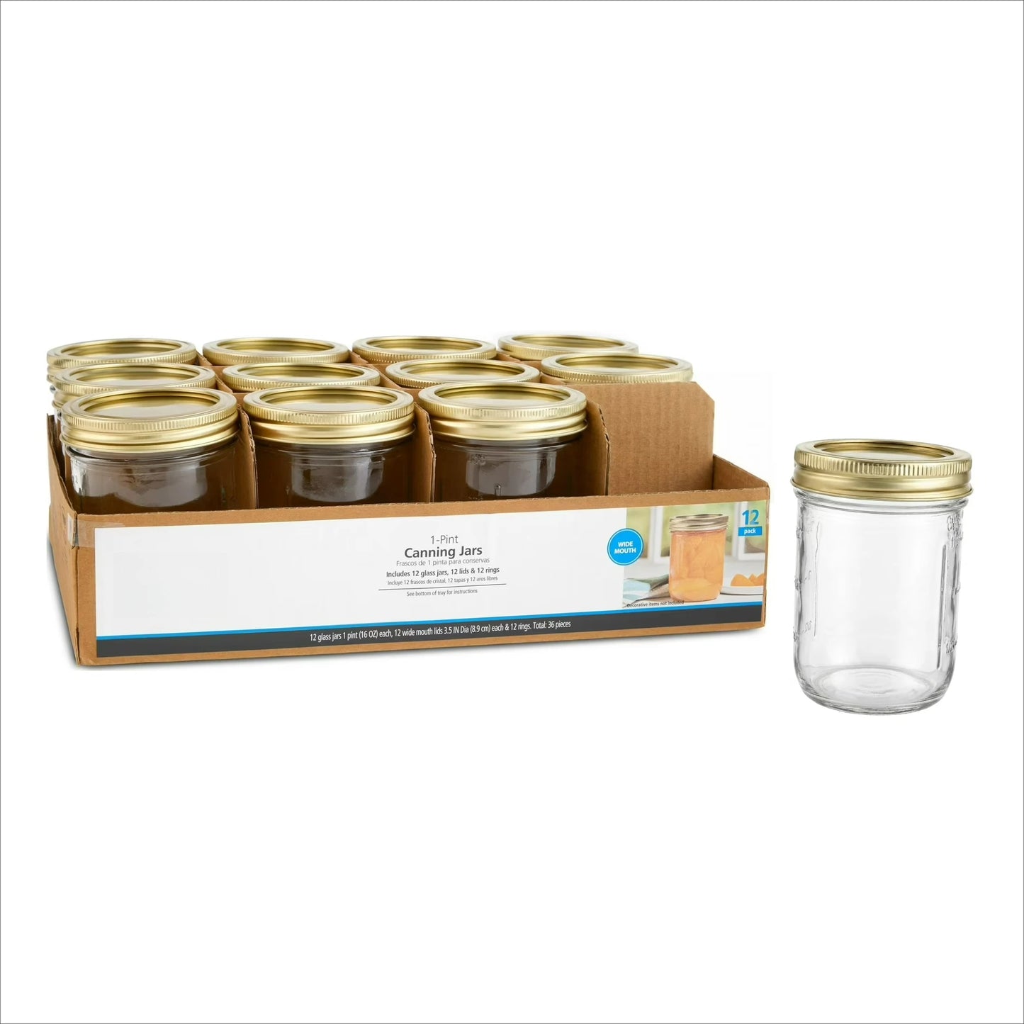 Mason Jars Wide Mouth Canning Jars With Lids And Rings 12 Pack