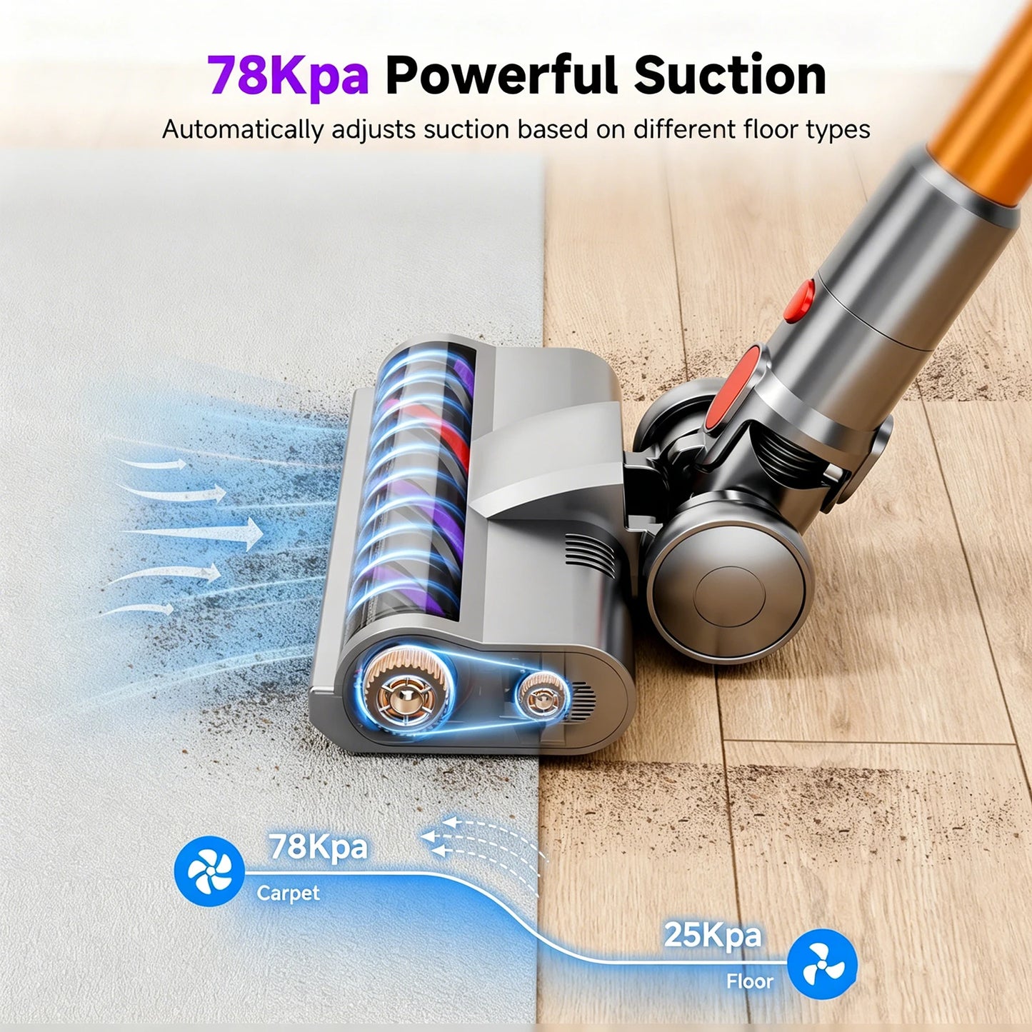 Honki Cordless Stick Vacuum LED Display Auto Stand Pet Hair