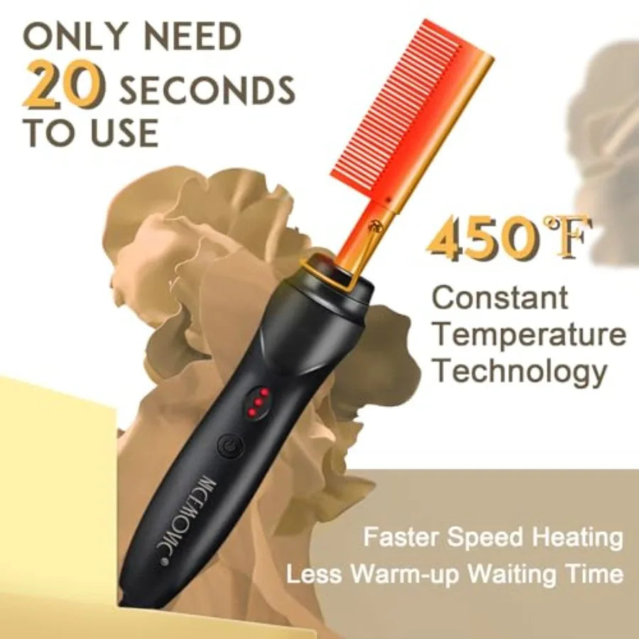Ceramic Hair Straightener Comb Hot Pressing Brush For Natural Beards