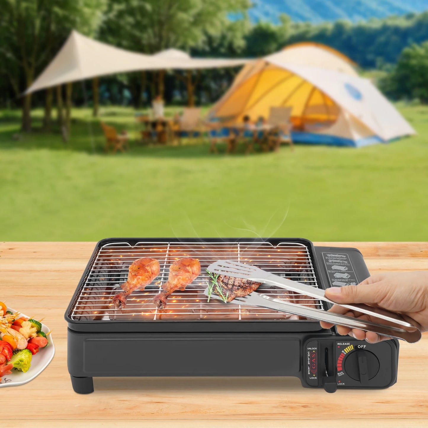 Portable 2.2KW Butane Grill Stove For LPG And 220g Canister