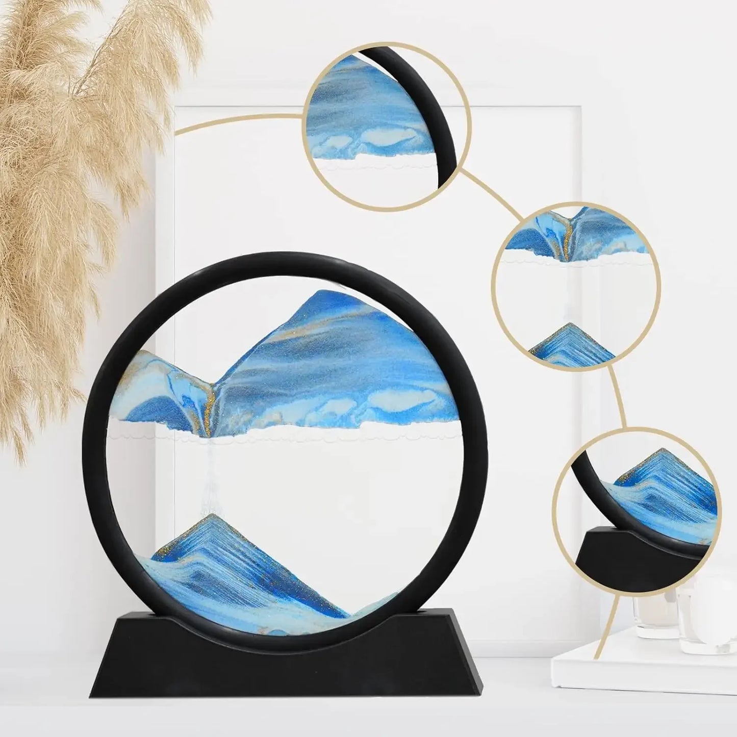 3D Moving Sand Art Round Glass Sandscape Hourglass Gift Decor