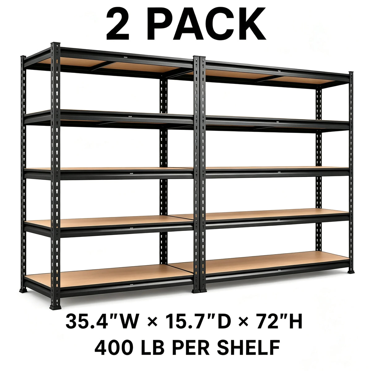 Heavy Duty Metal Storage Rack With Five Adjustable Tier Shelves