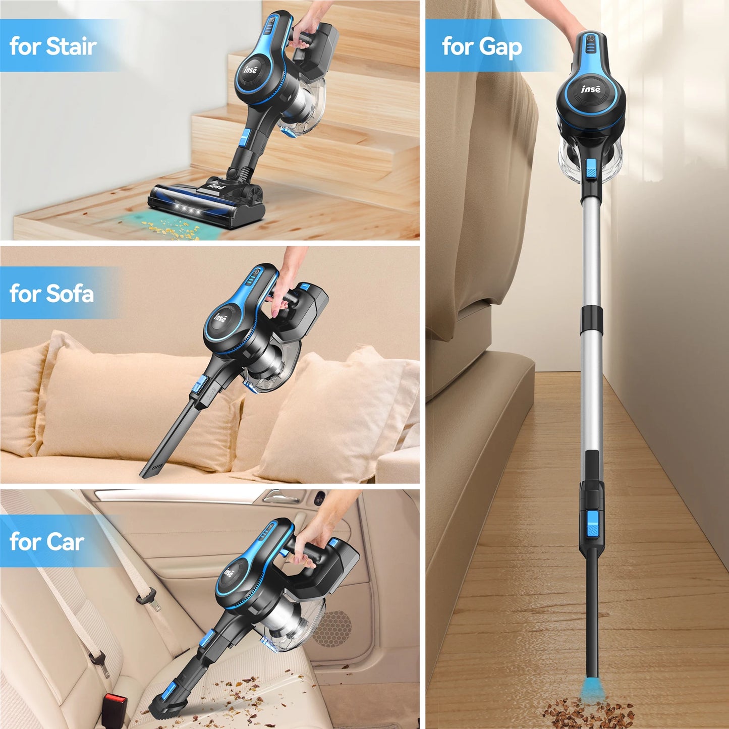 INSE N5T Cordless Vacuum Cleaner With 40Kpa Suction Power