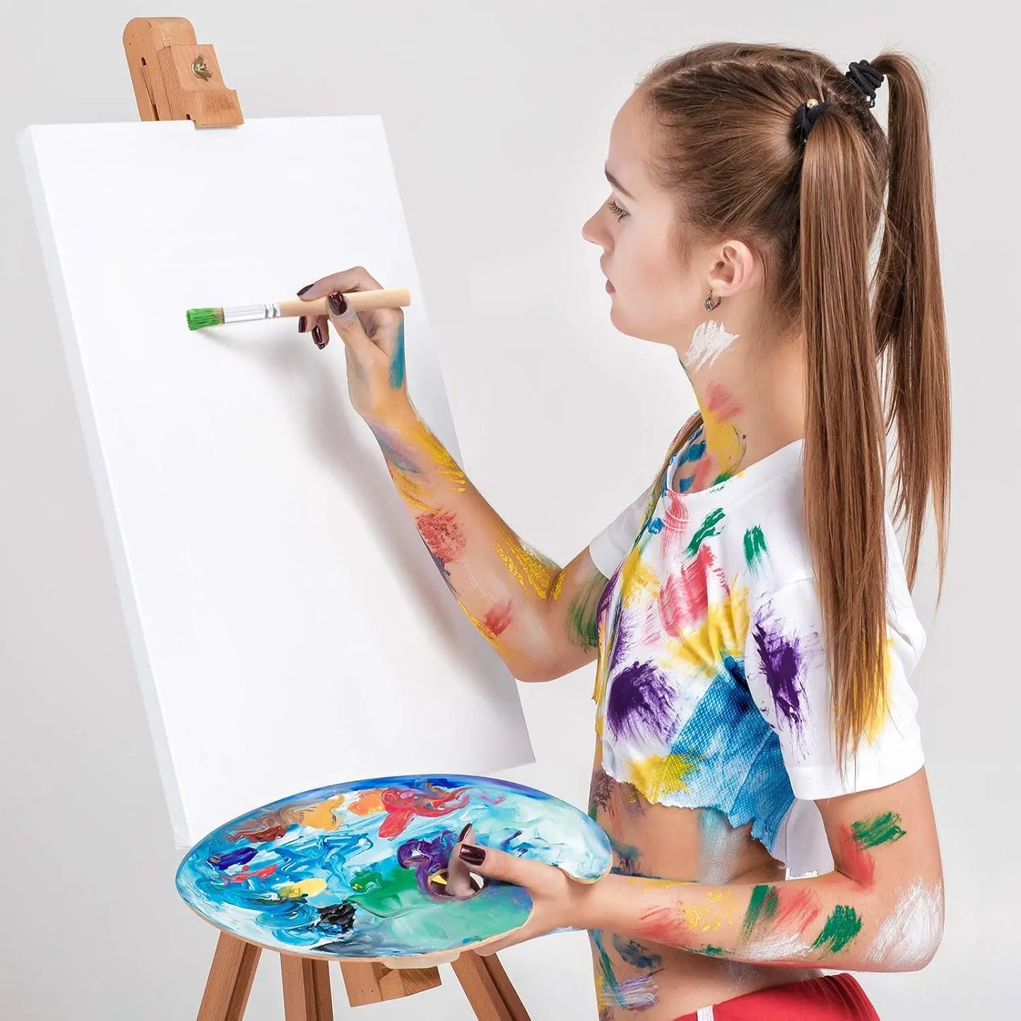 Wooden Stencil Brush Set For Acrylic Oil And Watercolor