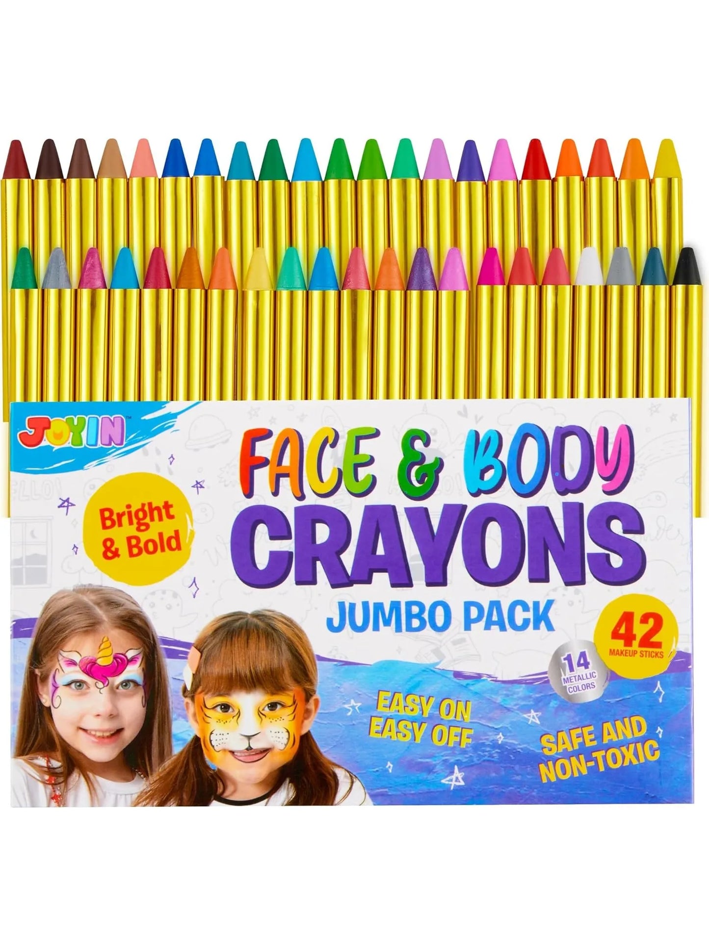 Joyfy 42 Piece Face And Body Paint Crayons Kit Pro