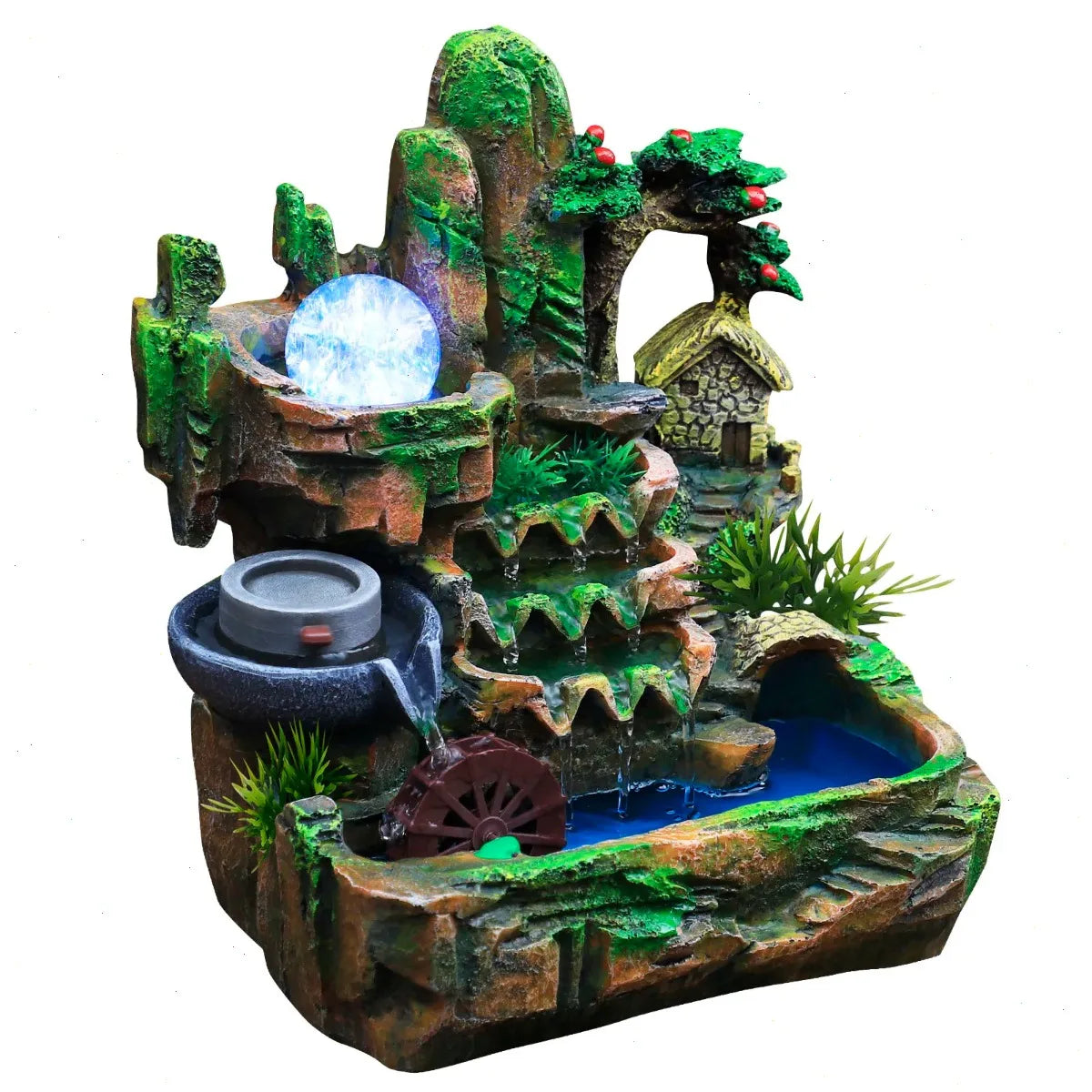 Bymaocar Rockery Indoor Fountain With LED Lamp And Atomization Effect