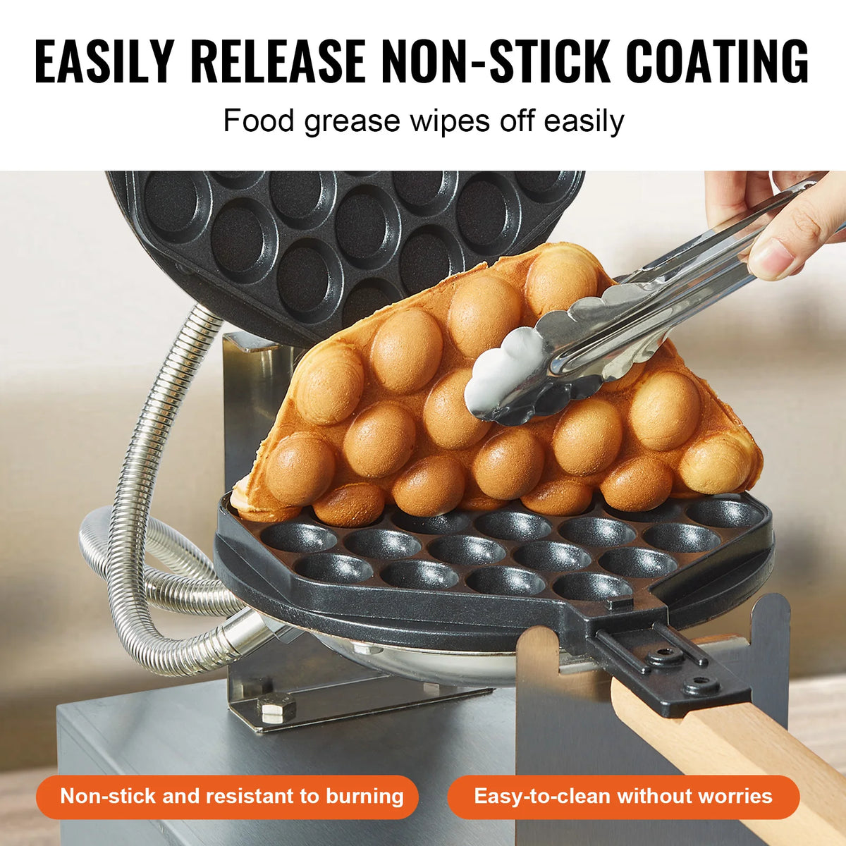 SucceBuy Commercial Bubble Waffle Maker Nonstick Dual Pan Temperature Control