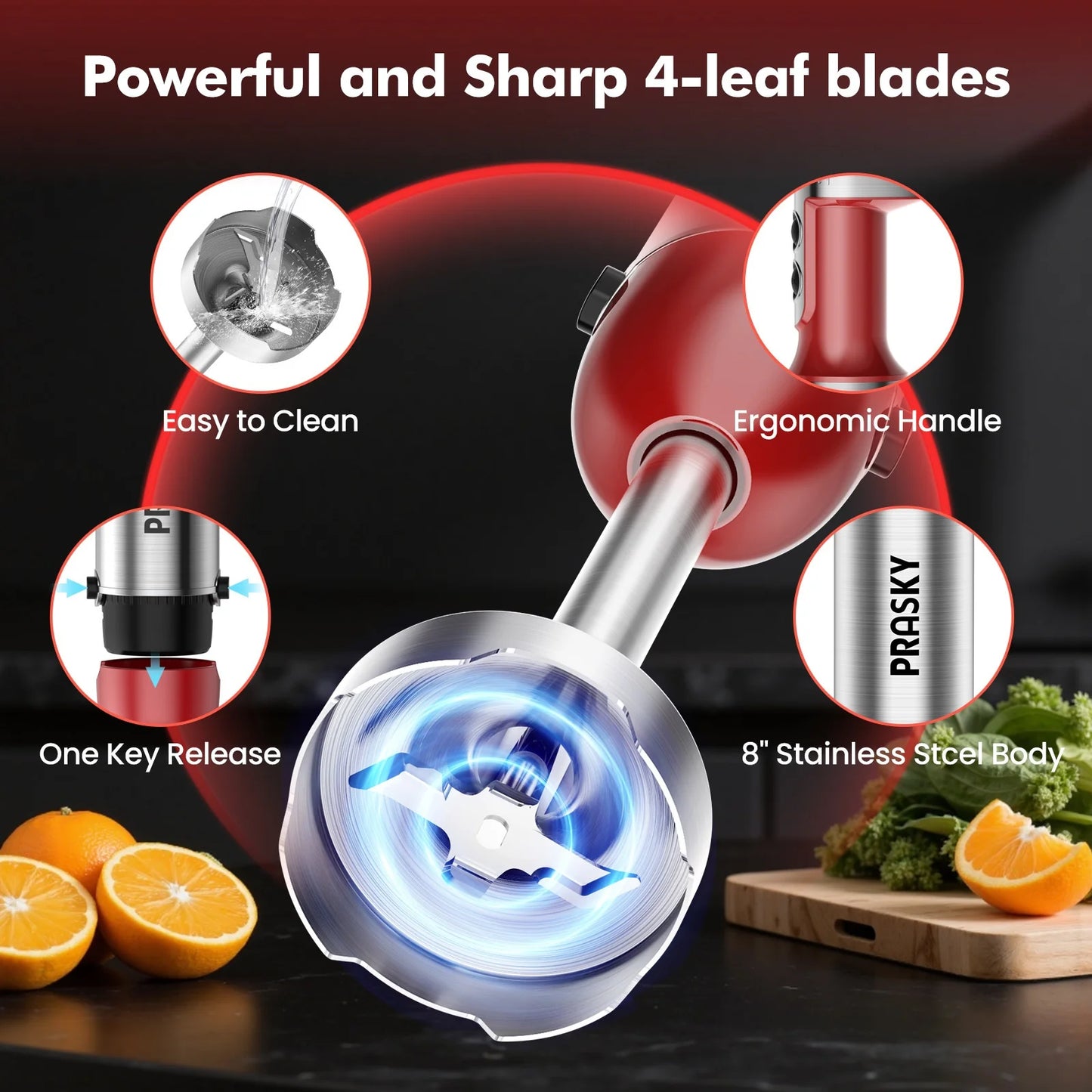 Prasky 5in1 Handheld Immersion Blender With High Power Motor