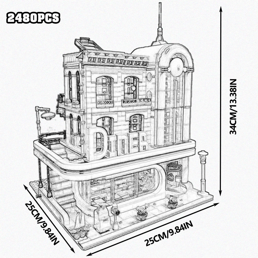 Downtown City Building Blocks Set Architecture Model Kit