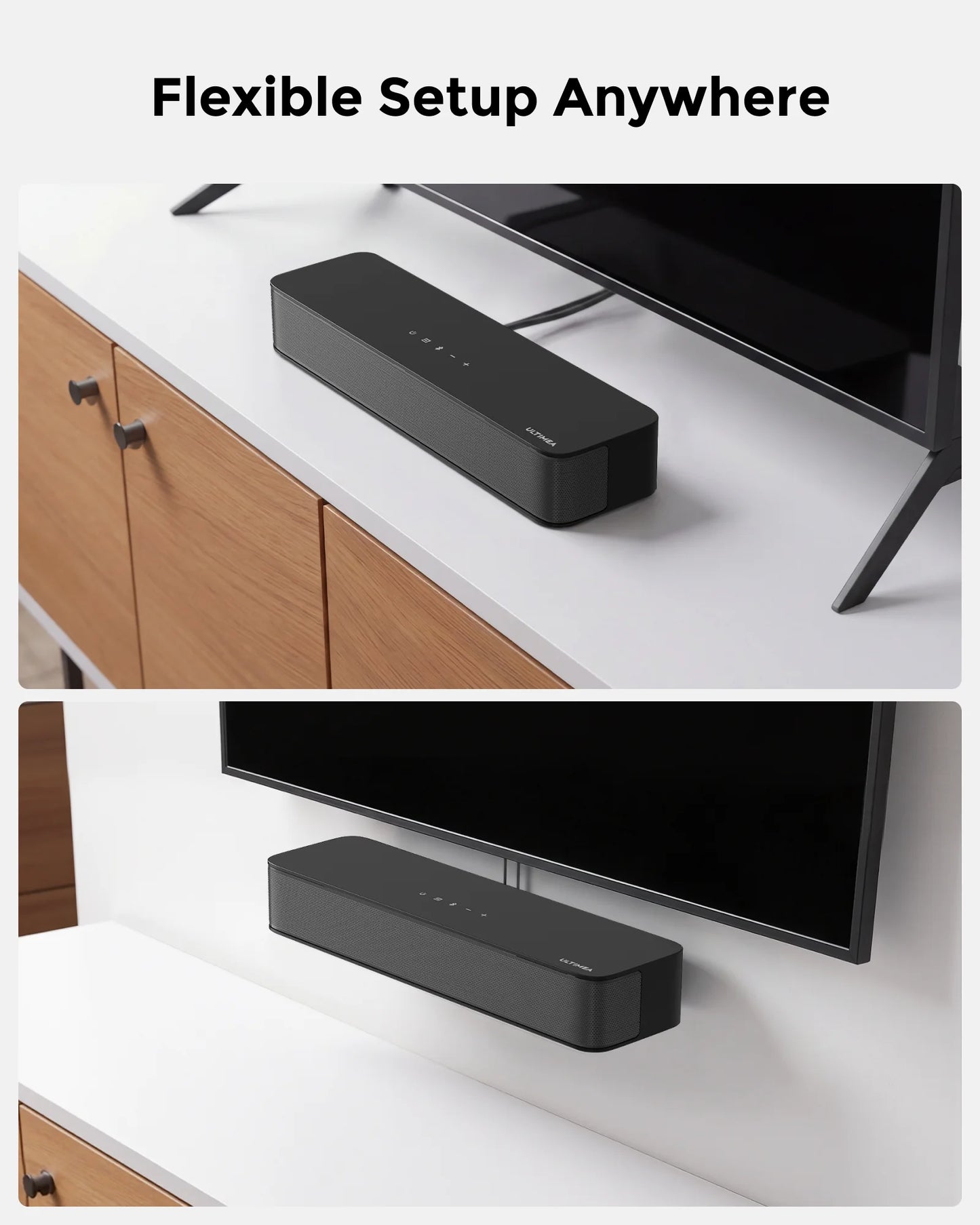 ULTIMEA 120W 2.1ch Compact Soundbar for TV, 3-Inch Built-in Subwoofer, Bluetooth 5.4 TV Sound Bar Speakers