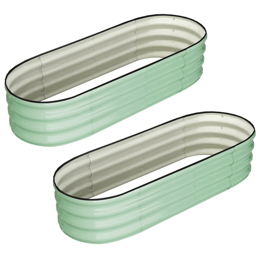 HiMISS Oval Galvanized Raised Garden Bed Two Pack Outdoor