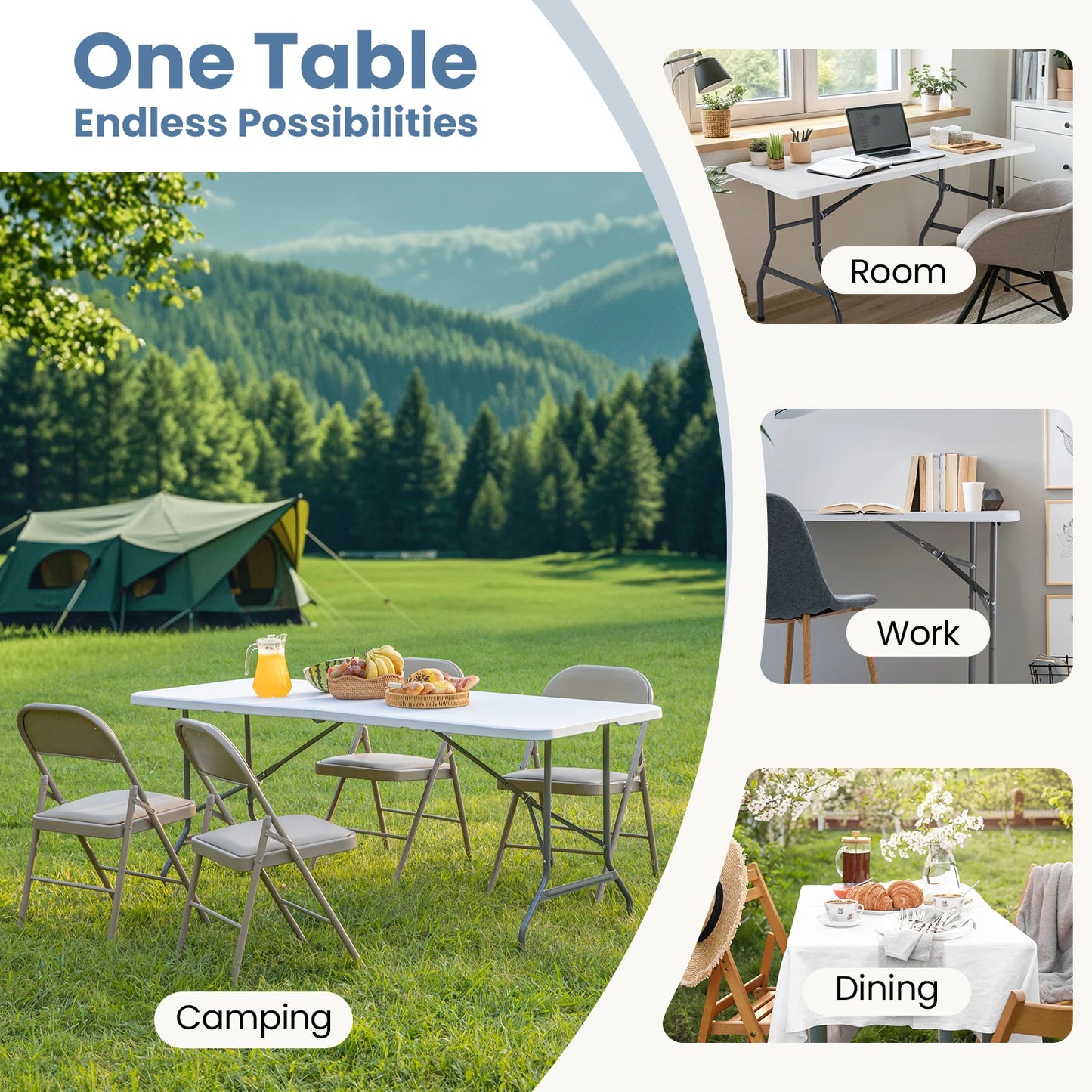 JHK Portable Foldable Outdoor Camping Table With Carrying Handle