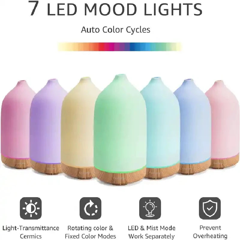 PDQ Ceramic Air Humidifier Aromatherapy Diffuser With LED Lights