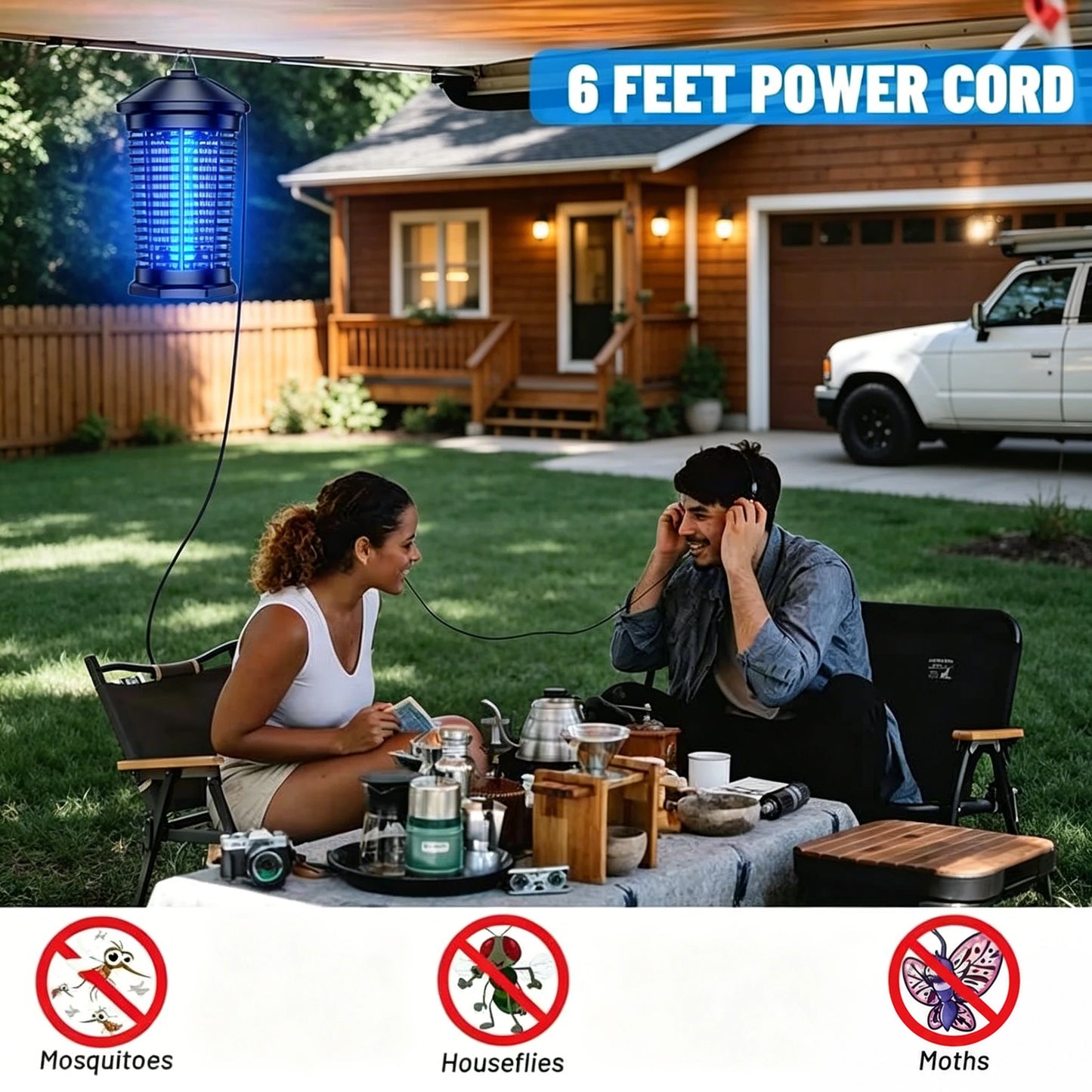 Outdoor Bug Zapper 4000V Indoor Mosquito Killer Lantern Waterproof Trap