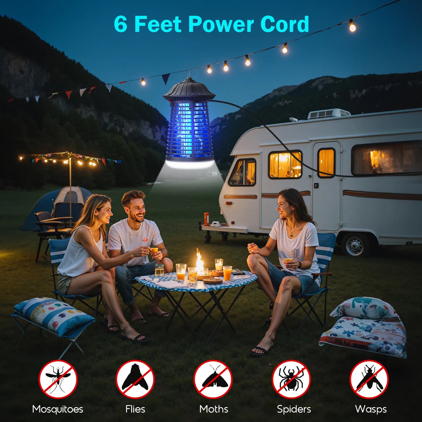 Electric Bug Zapper 2-in-1 Indoor Outdoor Mosquito Killer With Light