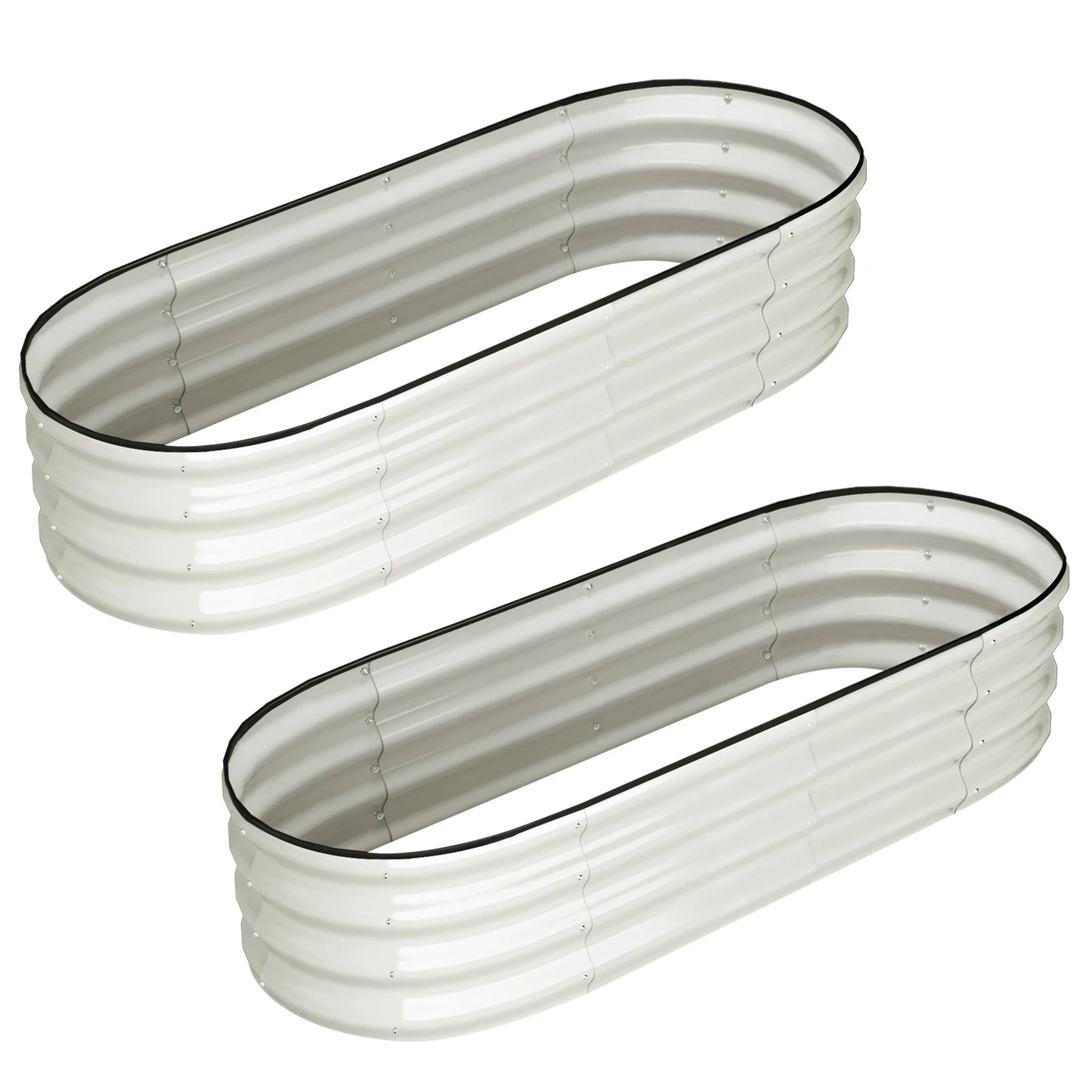 HiMISS Oval Galvanized Raised Garden Bed Two Pack Outdoor