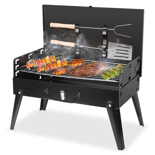 Portable Charcoal Grill Foldable Suitcase For Outdoor Camping