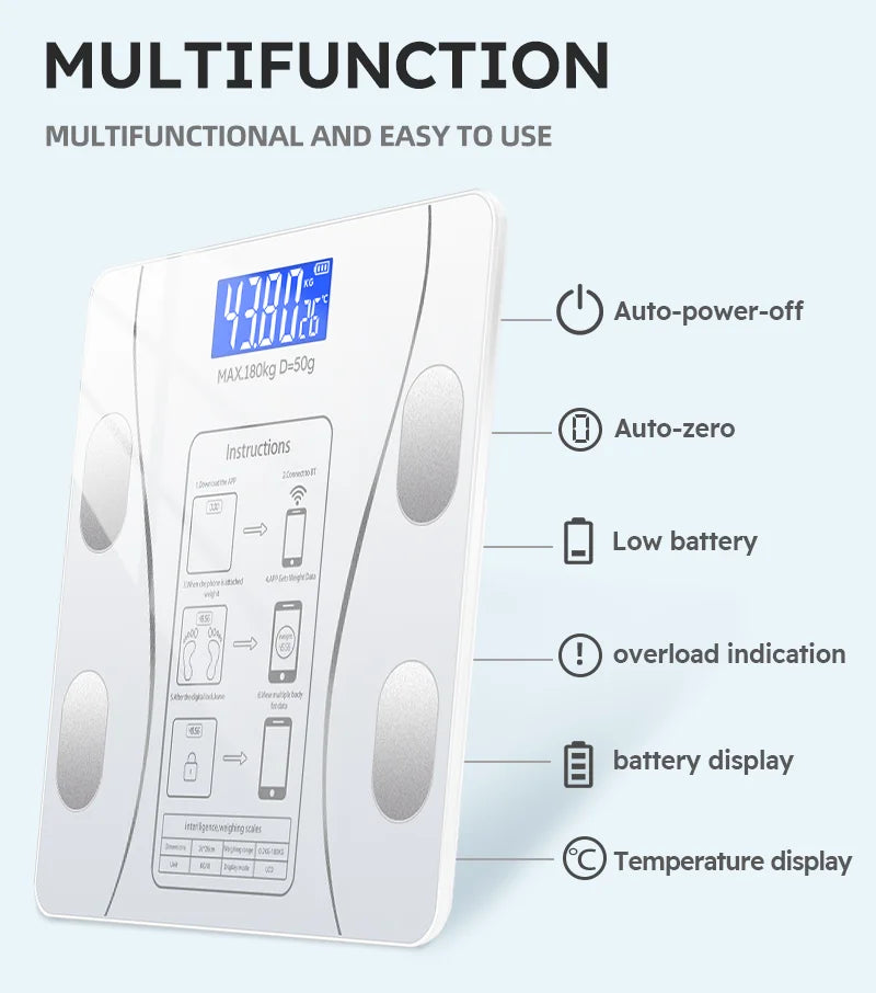Smart Body Fat Scale Wireless LED Digital Body Composition Analyzer