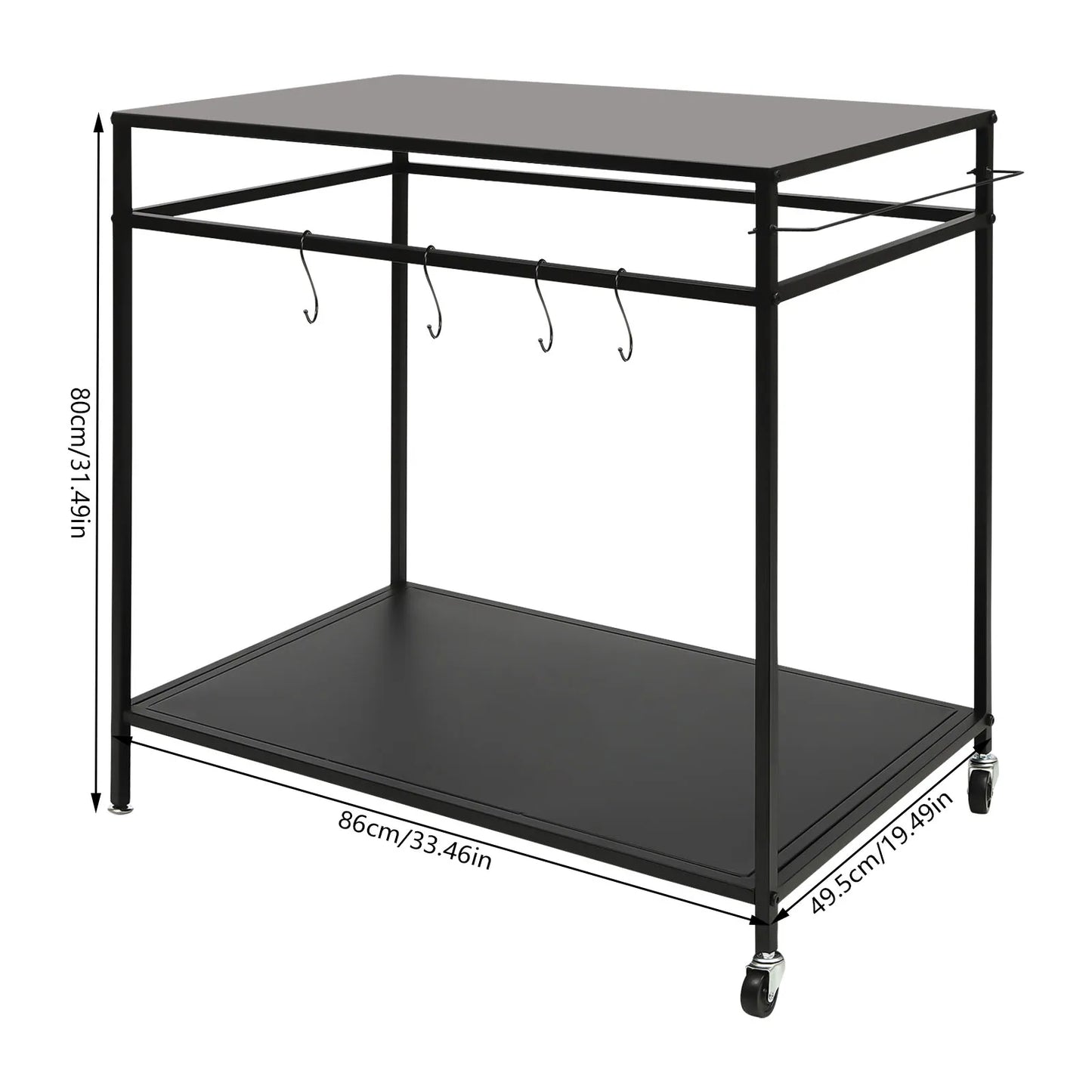 Bymaocar Double Shelf Movable Outdoor Kitchen Cart With Spice Rack