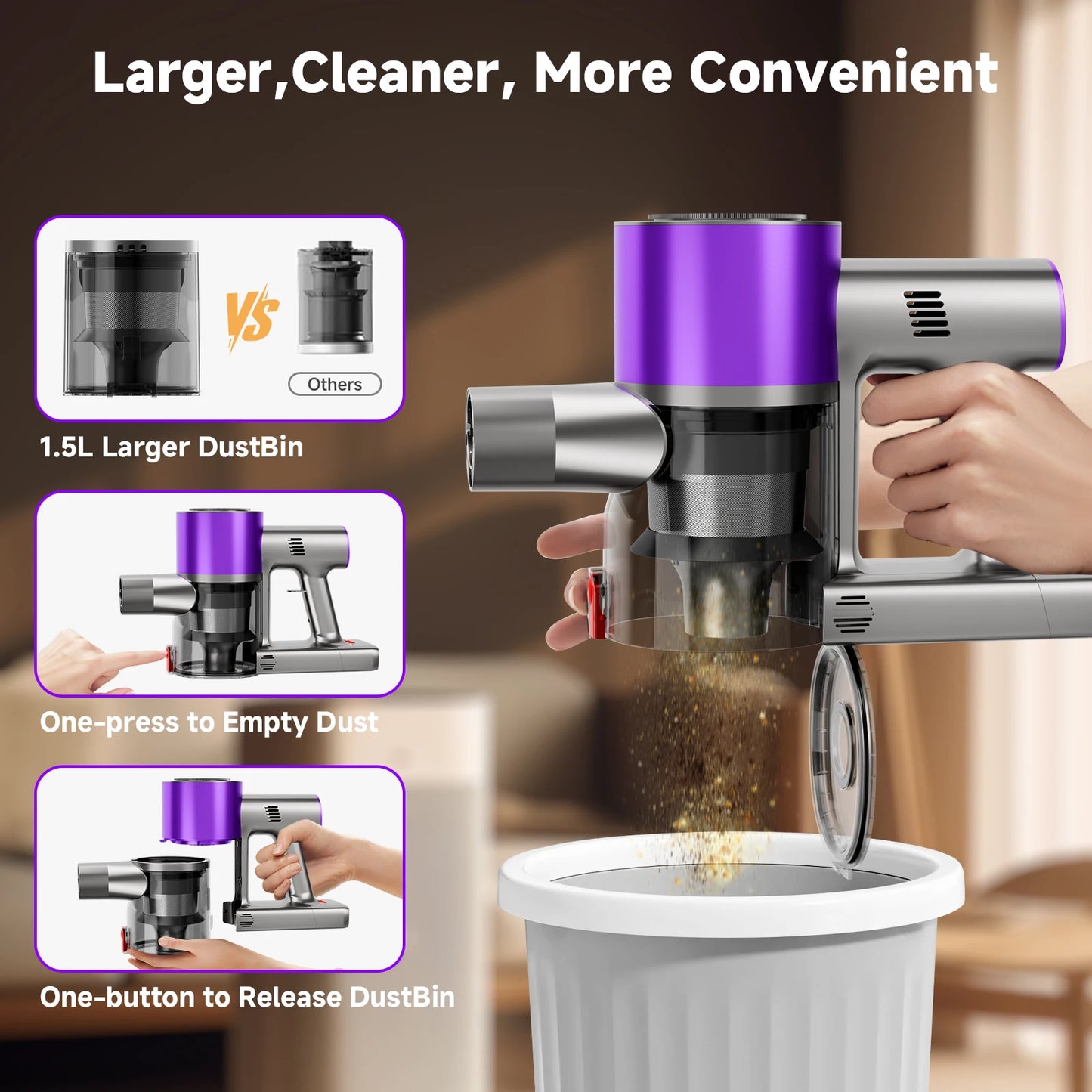 Honki Cordless Stick Vacuum LED Display Auto Stand Pet Hair