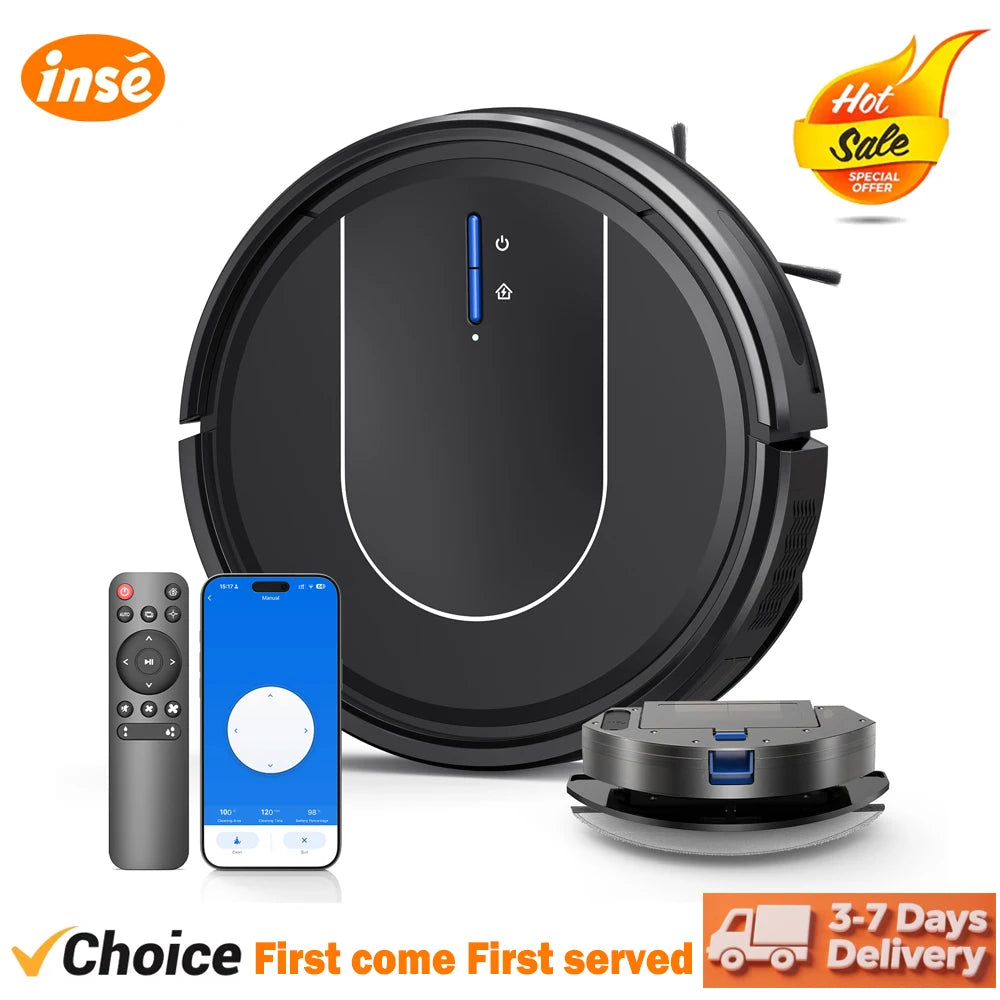 INSE Robot Vacuum Cleaner 3 In 1 Sweep Mop With 5000Pa Suction Alexa WiFi App